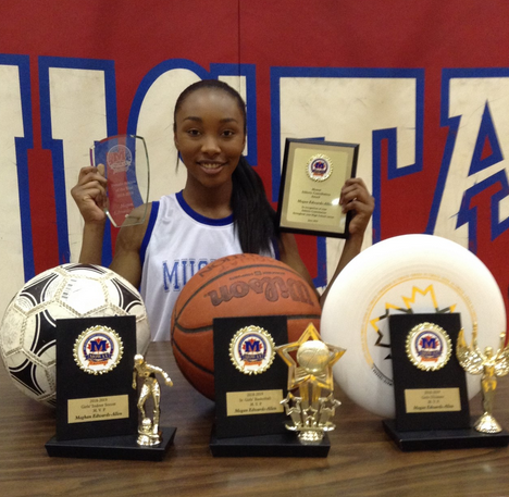 Student athlete of the year Megan Edwards from Sir Oliver Mowat CI showing off her awards.